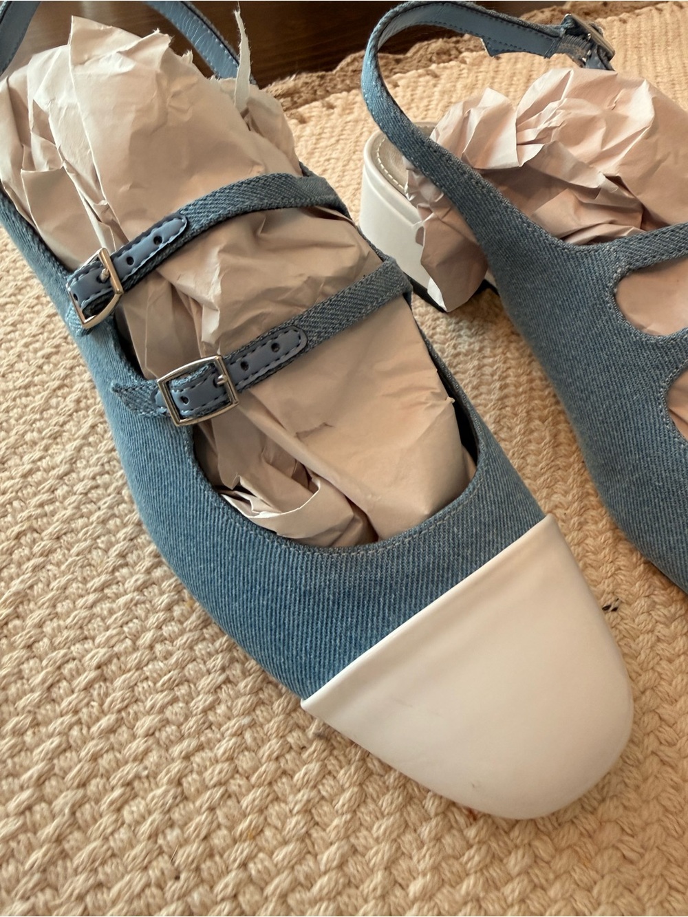 Nine West Roslin Mary Jane Slingback Pumps in Denim/White Sz 9 M - Picture 3 of 9